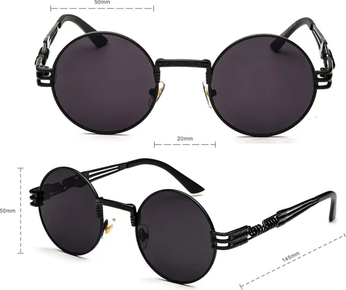 Vista 4 de Kyiduo Retro Round Steampunk Gafas de sol marco de metal para mujeres y hombres