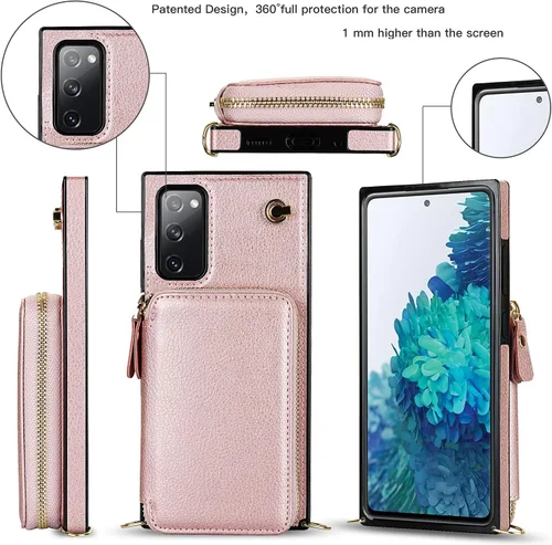 Vista 8 de Asuwish Funda de teléfono para Samsung Galaxy S20 FE 5G de 6.5 pulgadas con protector de pantalla y soporte para tarjetas con cremallera, soporte