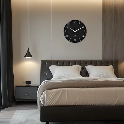 Vista 4 de XNM Relojes de pared de cristal negro con pilas de 12 pulgadas