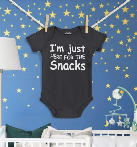 Vista 3 de shop4ever Mameluco de algodón con texto en inglés "I'm Just Here for The Snacks
