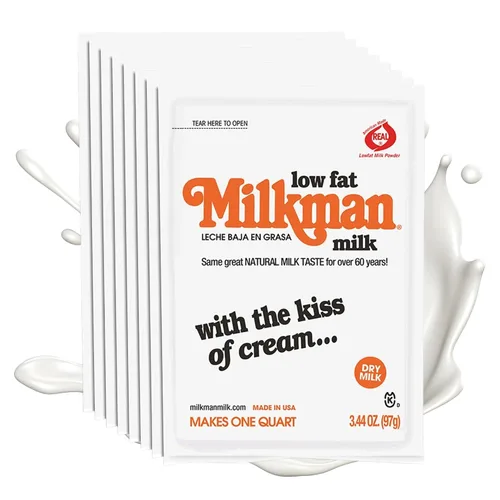 Vista 8 de Milkman Leche baja en grasa – Paquetes de leche seca instantánea en polvo – Para café, hornear o viajes – Solo tienes que añadir agua, hace un