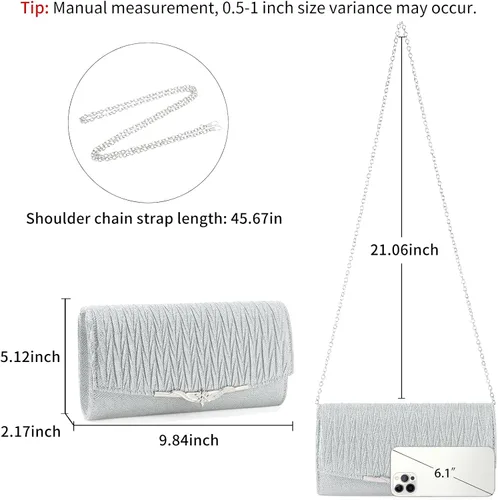 Vista 3 de Bolso de noche para mujer, bolso de mano con purpurina para boda, bolso cruzado para fiesta de graduación, cóctel