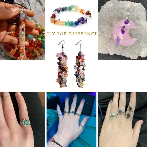 Vista 4 de Piedras preciosas naturales de amazonita de 5 a 0.315 in a granel, piedras preciosas de cristal perforadas de forma irregular para hacer joyas