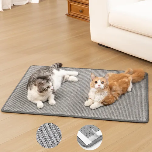 Vista 8 de Conlun Rascador de pared para gatos, alfombrilla rascador de sisal de doble Beige