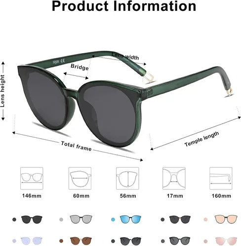 Vista 5 de SOJOS Gafas de sol redondas de moda para mujeres y hombres, estilo vintage de gran tamaño SJ2057
