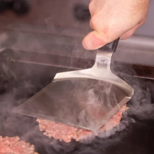 Vista 5 de Certified Angus Beef The Smash - Espátula de hamburguesa Big Smash de acero inoxidable resistente para accesorios de plancha, utensilios de cocina