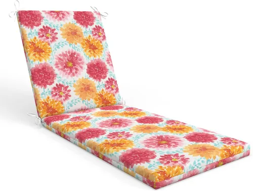 Vista 11 de Pillow Perfect Cojín para tumbona con respaldo sólido para interiores y exteriores, con lazos de fibra de felpa, resistente a la intemperie y a