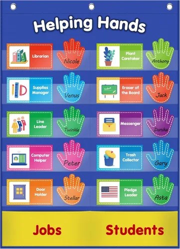 Vista 8 de ABCxGOOD Tabla de Bolsillo Manos que Ayudan, Tabla de Trabajos y Gestión para el Aula, Suministros Esenciales para el Aula Preescolar, Ideal