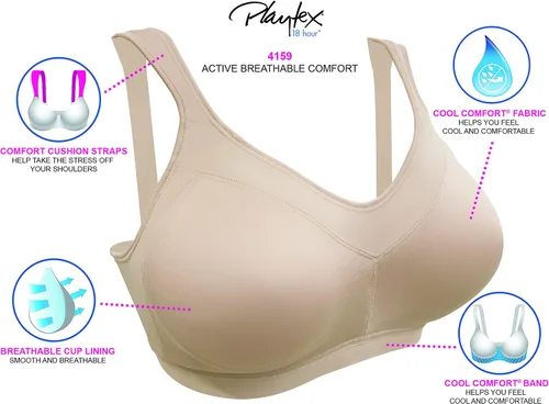 Vista 3 de Playtex 4159 - Sostén de cobertura completa para un estilo de vida completamente activo de 18 horas al día para mujer