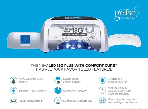 Vista 2 de Gelish 18G Plus LED Light - 36W Professional LED Curing Lamp with Comfort Cure™ Technology, 60-Second Setting, Removable Magnetic Tray, SafeLight™
