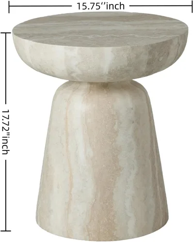 Vista 2 de Mesa auxiliar con pedestal de mármol sintético de 15.75 pulgadas, mesa