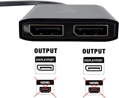 Vista 8 de uptab Adaptador DisplayPort a Dual DisplayPort 8K Multi Monitor Splitter, Convertidor Multi-Stream Transport (MST) Hub, DP a 2X DP
