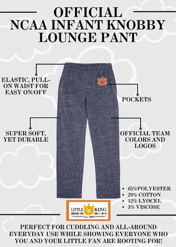 Vista 5 de Little King NCAA - Pantalones de descanso suaves para bebés, tallas 6M, 12M, 18M