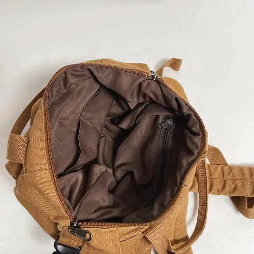 Vista 5 de Sumleno Mochila pequeña de lona bohemia para mujer, estilo vintage, bolsa de viaje al aire libre, mochila casual grunge, estética, hippie, Y2K