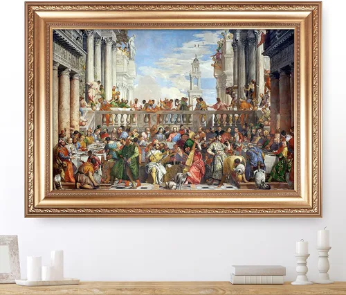 Vista 43 de Anunciación de Leonardo da Vinci Reproducciones de arte clásico, impresiones en lienzo giclée para decoración del hogar, 16 x 30 pulgadas