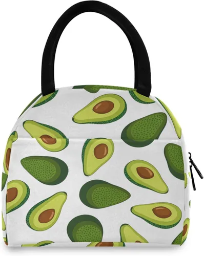 Vista 2 de Blueangle Bolsa de almuerzo aislada con patrón de aguacate para mujeres, bolsa de almuerzo aislada, bolsa térmica para estudiantes y lonchera