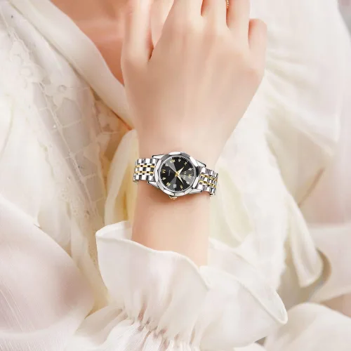 Vista 3 de OLEVS Reloj de pulsera para mujer, pequeño reloj de pulsera de acero inoxidable para mujer, reloj analógico de cuarzo para mujer