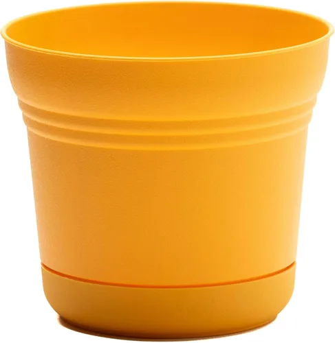 Vista 5 de Bloem Saturn SP0523 - Macetero con platillo, 5 pulgadas, color amarillo tierra, 5 pulgadas amarillo terroso