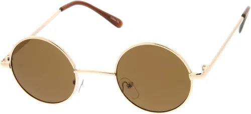 Vista 11 de Gafas de sol redondas de metal de 1.614 in, estilo retro de Lennon. Oro/azul.
