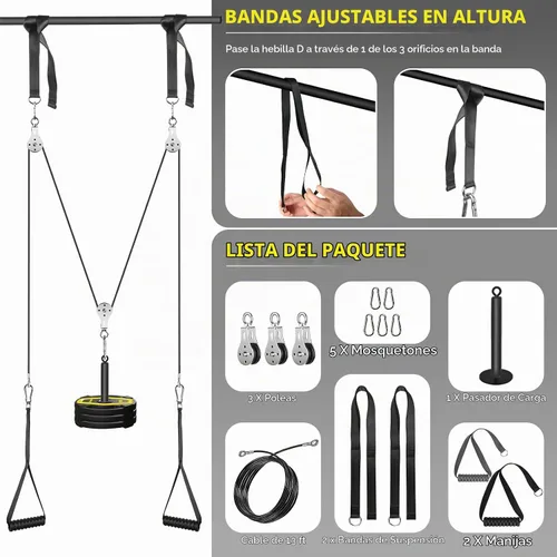 Vista 6 de Sistema de polea de cable de peso para gimnasio, accesorios de sistema de polea de cable de peso para gimnasio en casa con sistema de polea de mango