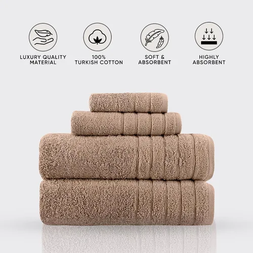 Vista 4 de Towels Beyond - Juego de toallas de lujo de 4 piezas, fabricadas con 100% algodón turco, altamente absorbentes y cómodas, incluye 2 toallas de baño