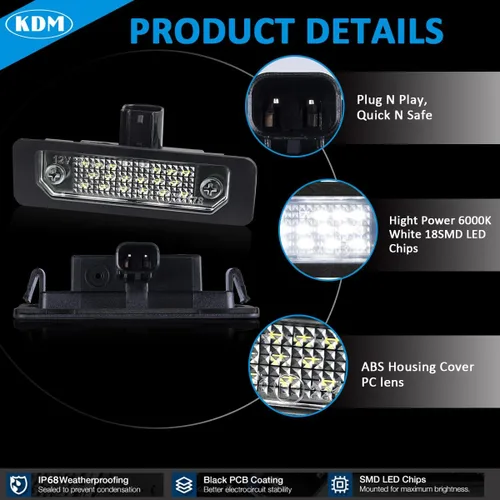 Vista 3 de Ensamble de luz para matrícula LED KDM Compatible con Ford Mustang 2010-2014, Fusion 2006-2012, Taurus 2010-2019, Flex Focus Lincoln Mercury
