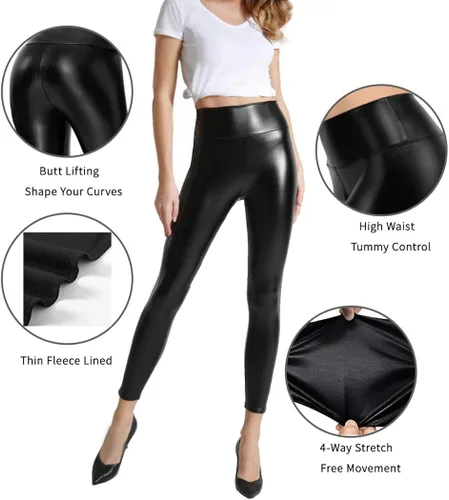 Vista 4 de Tagoo Womens Stretchy Faux Leather Leggings Pants Sexy Red High Waisted Tights