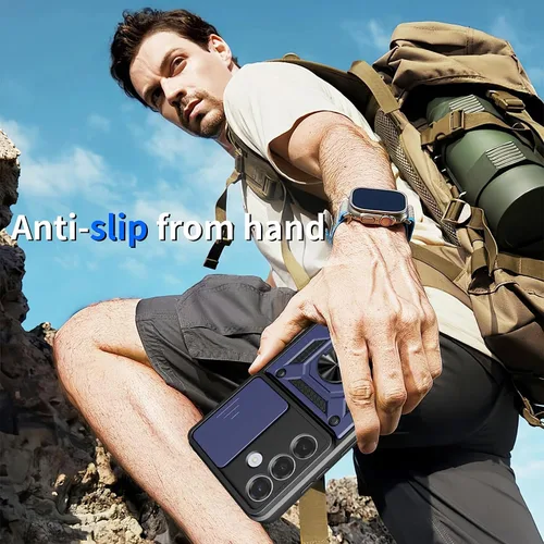 Vista 8 de Ysnzaq Funda para Samsung Galaxy S26, cubierta deslizante integrada para lente de cámara y soporte de anillo, funda protectora de grado militar a