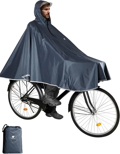 Vista 9 de ANYOO Poncho de lluvia impermeable para bicicleta, capas de lluvia, ligeras, compactas, reutilizables, para adultos Negro