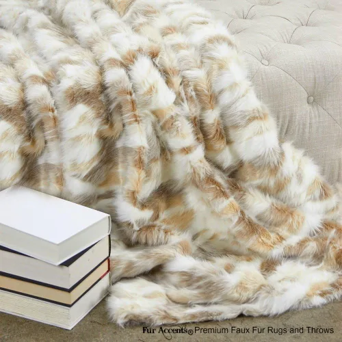 Vista 18 de Fur Accents Manta suntuosa de piel sintética de lujo, calidad de diseñador fabricada en Estados Unidos, Winter Fox