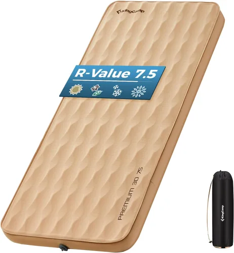Vista 13 de KingCamp PREMIUM SINGLE - Colchoneta de dormir autoinflable, colchón de aire y espuma de valor R 7.5, almohadilla de dormir aislada de 3 pulgadas