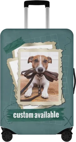 Vista 14 de POPCUSTOMS Funda de equipaje de viaje personalizada, protector de equipaje personalizado para maleta de mascota, funda de equipaje lavable, texto
