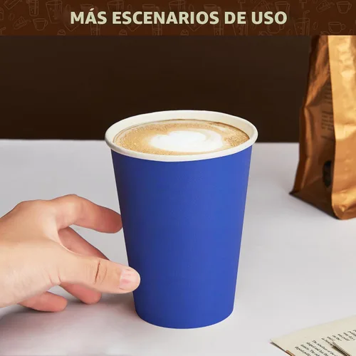 Vista 4 de YEEHAW - Tazas de café de 16 onzas con tapas, color azul, paquete de 100