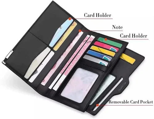 Vista 2 de LIOONS Cartera minimalista de cuero para hombre, diseño ultrafino, bolso largo bi-plegable, bolso de mano para hombre, moda de negocios, casual