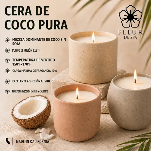 Vista 4 de FLEUR DE SPA True Coconut Candle Making Wax, barra de 1 libra, fabricada en Estados Unidos