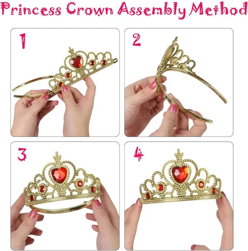 Vista 5 de AGRIBAZAAR Super Princess Costume Dress with Crown, Earrings and Gloves, 3-12Y