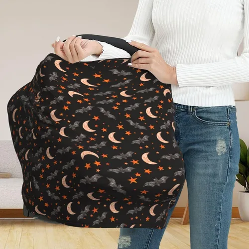 Vista 4 de Bats Star Moon - Fundas de asiento de automóvil para bebé, cubierta suave para cochecito de bebé, fundas de lactancia materna para niñas y niños