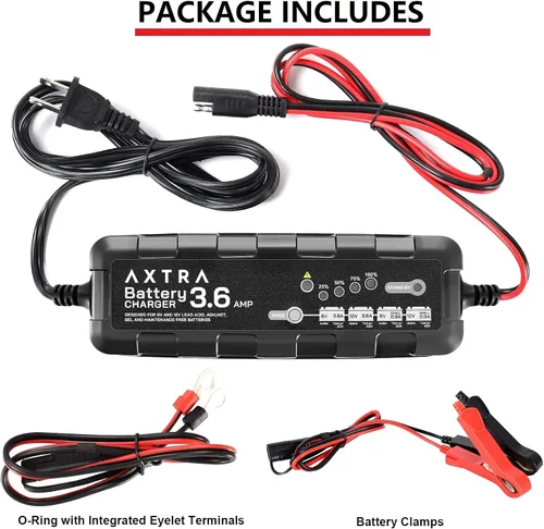 Vista 7 de AXTRA Cargador de batería de automóvil de 6 V y 12 V, mantenimiento de batería inteligente totalmente automático de 3.6 amperios para automóvil
