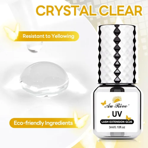 Vista 3 de Pegamento de extensión de pestañas UV – 0.1 onzas líquidas de curado por luz, pegamento extra fuerte para pestañas UV, adhesivo de 1 segundo