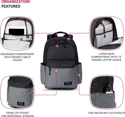 Vista 9 de SwissGear 2789 - Mochila para laptop de 13 pulgadas, gris/negro