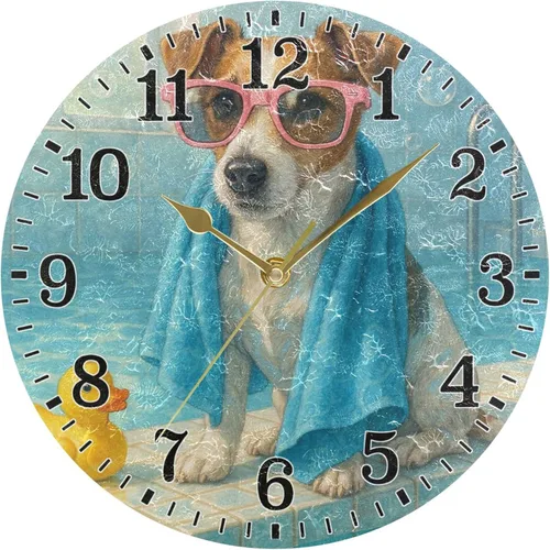 Vista 47 de JUNZAN Reloj de bañera con vino romántico espumoso y velas, reloj de pared silencioso de 10 pulgadas, pequeño reloj redondo, decoración de cocina