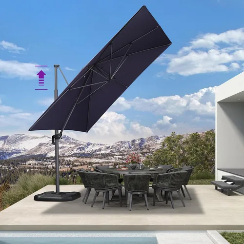 Vista 44 de PURPLE LEAF Sombrilla de patio de 8 pies para exteriores, sombrilla voladiza cuadrada de aluminio con rotación de 360 grados para jardín, terraza