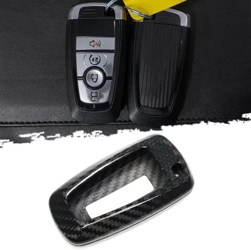 Vista 10 de Cubierta de llavero de fibra de carbono para Ford F-150 F150 Bronco Raptor R Off-Road 2018 2019 2020 2021 2022 2023 2024, Solo para Raptor, Estuche