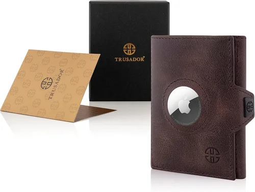 Vista 6 de TRUSADOR Verona - Carteras de cuero para hombres y mujeres, cartera de tres pliegues delgados con bolsillo frontal RFID