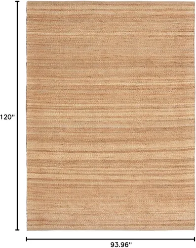 Vista 2 de Antep Rugs Alfombra de fibra de yute tejida a mano natural para interiores 8x10 (Natural, 7'10" x 10')