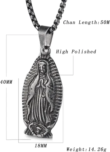 Vista 2 de StoryEtain Collar de Virgen María, collar de Virgen de Guadalupe, medalla de amuleto cristiano para regalo de vacaciones para mujeres y hombres