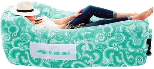 Vista 22 de Chillbo Inflatable Couch – Unique Designs - No-Pump Setup, Ripstop Polyester, Stability Pegs, Fun Prints - Portable Air Inflatable Lounger for