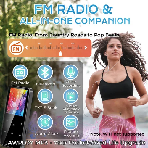 Vista 7 de Reproductor MP3 de 80 GB con Bluetooth Reproductor de música portátil de alta fidelidad con altavoz HD, sonido sin pérdidas, radio FM, grabadora
