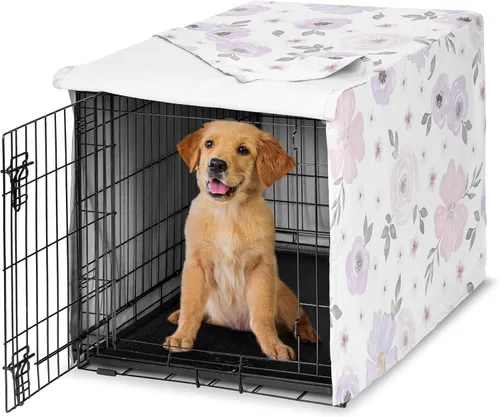Vista 7 de Sweet Jojo Designs Funda para Jaula de Perro Mediano de 36 Pulgadas (Floral Bohemio) para Jaulas de Mascotas para Niñas, Fundas para Perreras Óxido