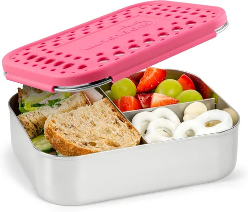 Vista 11 de LunchBots Medium Uno - Recipiente para sándwiches de acero inoxidable, diseño abierto para envolturas, ensaladas o una comida pequeña, ecológico